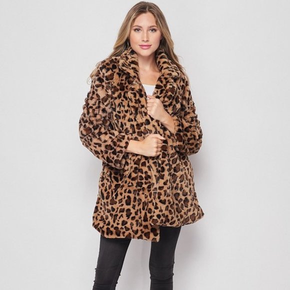 NEW WOMENS FAUX FUR SUPER SOFT LEOPARD TEDDY JACKET - Picture 9 of 9
